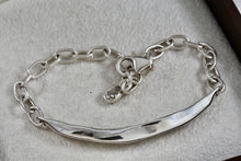 Load image into Gallery viewer, Sterling Silver Leaf ID Silver Chain 8&quot; Bracelet Signed RM
