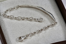 Load image into Gallery viewer, Sterling Silver Leaf ID Silver Chain 8&quot; Bracelet Signed RM
