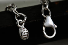 Load image into Gallery viewer, Sterling Silver Leaf ID Silver Chain 8&quot; Bracelet Signed RM
