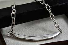 Load image into Gallery viewer, Sterling Silver Leaf ID Silver Chain 8&quot; Bracelet Signed RM
