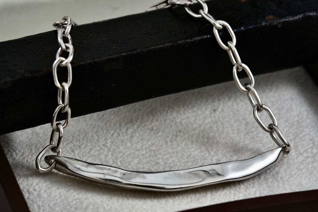 Sterling Silver Leaf ID Silver Chain 8