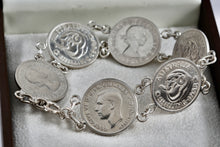 Load image into Gallery viewer, Vintage Hand Made 6 Australia Silver Shilling Coin Link 8&quot; Bracelet
