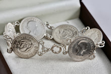 Load image into Gallery viewer, Vintage Hand Made 6 Australia Silver Shilling Coin Link 8&quot; Bracelet
