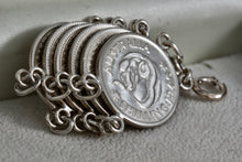 Load image into Gallery viewer, Vintage Hand Made 6 Australia Silver Shilling Coin Link 8&quot; Bracelet
