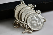 Load image into Gallery viewer, Vintage Hand Made 6 Australia Silver Shilling Coin Link 8&quot; Bracelet
