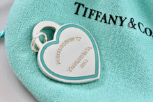 Load image into Gallery viewer, Return To Tiffany &amp; Co. NYC Blue Enamel Stripe Silver Heart Charm Pendant
