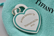 Load image into Gallery viewer, Return To Tiffany &amp; Co. NYC Blue Enamel Stripe Silver Heart Charm Pendant
