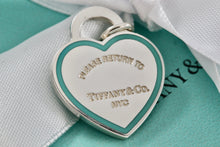 Load image into Gallery viewer, Return To Tiffany &amp; Co. NYC Blue Enamel Stripe Silver Heart Charm Pendant
