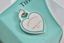 Load image into Gallery viewer, Return To Tiffany &amp; Co. NYC Blue Enamel Stripe Silver Heart Charm Pendant
