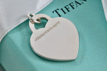 Load image into Gallery viewer, Return To Tiffany &amp; Co. NYC Blue Enamel Stripe Silver Heart Charm Pendant
