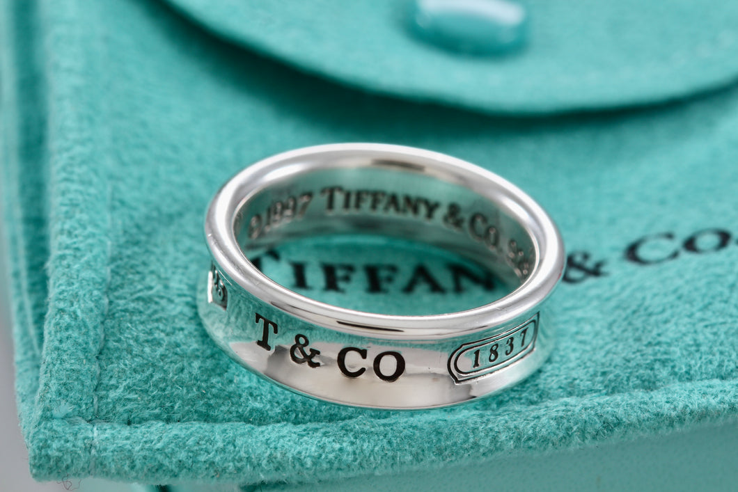 Tiffany & Co. 1837 Silver Wide Band Ring Men Size 10