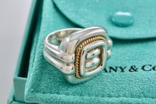 Load image into Gallery viewer, Tiffany &amp; Co. 18K Gold &amp; Silver Twist Rope Square Dome Ring Size 5.5
