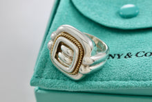 Load image into Gallery viewer, Tiffany &amp; Co. 18K Gold &amp; Silver Twist Rope Square Dome Ring Size 5.5
