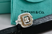 Load image into Gallery viewer, Tiffany &amp; Co. 18K Gold &amp; Silver Twist Rope Square Dome Ring Size 5.5
