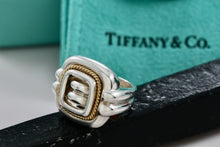 Load image into Gallery viewer, Tiffany &amp; Co. 18K Gold &amp; Silver Twist Rope Square Dome Ring Size 5.5
