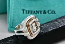 Load image into Gallery viewer, Tiffany &amp; Co. 18K Gold &amp; Silver Twist Rope Square Dome Ring Size 5.5
