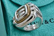 Load image into Gallery viewer, Tiffany &amp; Co. 18K Gold &amp; Silver Twist Rope Square Dome Ring Size 5.5
