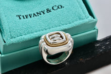 Load image into Gallery viewer, Tiffany &amp; Co. 18K Gold &amp; Silver Twist Rope Square Dome Ring Size 5.5
