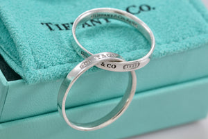 Tiffany & Co. 1837 Silver Interlocking Narrow Band Rings Size 10