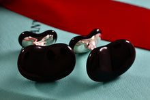 Load image into Gallery viewer, Tiffany &amp; Co. Elsa Peretti Silver Black Jade Bean Cufflinks
