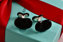 Load image into Gallery viewer, Tiffany &amp; Co. Elsa Peretti Silver Black Jade Bean Cufflinks
