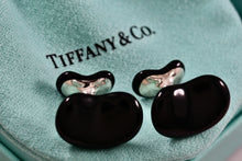 Load image into Gallery viewer, Tiffany &amp; Co. Elsa Peretti Silver Black Jade Bean Cufflinks
