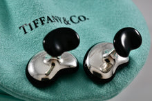 Load image into Gallery viewer, Tiffany &amp; Co. Elsa Peretti Silver Black Jade Bean Cufflinks
