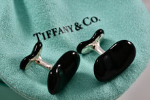 Load image into Gallery viewer, Tiffany &amp; Co. Elsa Peretti Silver Black Jade Bean Cufflinks
