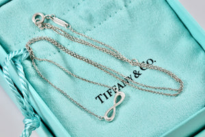 Tiffany & Co Silver Endless Infinity Pendant Adjustable 16"-18" Necklace