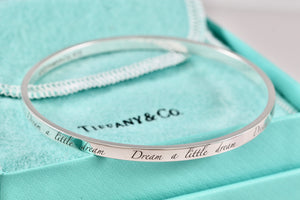 Tiffany & Co. Silver Notes ''Dream A Little Dream'' Narrow Bangle Bracelet