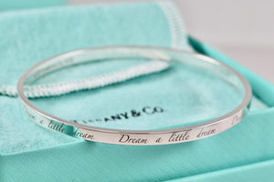 Tiffany & Co. Silver Notes ''Dream A Little Dream'' Narrow Bangle Bracelet