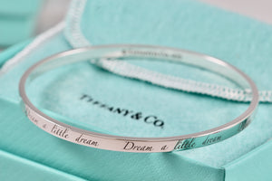 Tiffany & Co. Silver Notes ''Dream A Little Dream'' Narrow Bangle Bracelet