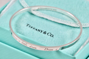 Tiffany & Co. Silver Notes ''Dream A Little Dream'' Narrow Bangle Bracelet