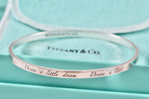 Tiffany & Co. Silver Notes ''Dream A Little Dream'' Narrow Bangle Bracelet