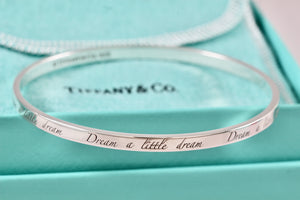 Tiffany & Co. Silver Notes ''Dream A Little Dream'' Narrow Bangle Bracelet