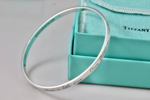 Tiffany & Co. Silver Notes ''Dream A Little Dream'' Narrow Bangle Bracelet