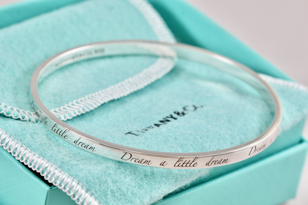 Tiffany & Co. Silver Notes ''Dream A Little Dream'' Narrow Bangle Bracelet