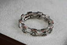 Load image into Gallery viewer, Vintage Costume Eternity Silver-Plated Emerald Cut CZ Stone Band Ring Size 7
