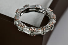 Load image into Gallery viewer, Vintage Costume Eternity Silver-Plated Emerald Cut CZ Stone Band Ring Size 7
