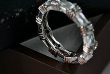 Load image into Gallery viewer, Vintage Costume Eternity Silver-Plated Emerald Cut CZ Stone Band Ring Size 7

