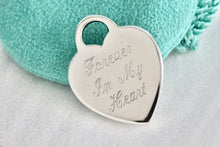 Load image into Gallery viewer, Tiffany &amp; Co. Engraved &quot;Forever In My Heart&quot; Silver Heart Pendant 28mm x 21mm
