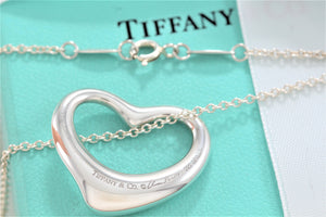 Tiffany & Co. Elsa Peretti Silver Large Open Heart 27mm Pendant 18" Necklace