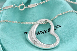 Tiffany & Co. Elsa Peretti Silver Large Open Heart 27mm Pendant 18" Necklace