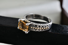 Load image into Gallery viewer, Barbara Bixby 18K Gold &amp; Sterling Silver Citrine Emerald Cut Stone Ring Size 8
