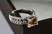 Load image into Gallery viewer, Barbara Bixby 18K Gold &amp; Sterling Silver Citrine Emerald Cut Stone Ring Size 8
