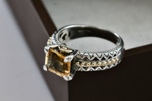 Load image into Gallery viewer, Barbara Bixby 18K Gold &amp; Sterling Silver Citrine Emerald Cut Stone Ring Size 8

