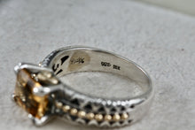 Load image into Gallery viewer, Barbara Bixby 18K Gold &amp; Sterling Silver Citrine Emerald Cut Stone Ring Size 8
