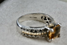Load image into Gallery viewer, Barbara Bixby 18K Gold &amp; Sterling Silver Citrine Emerald Cut Stone Ring Size 8
