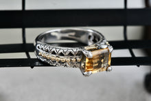 Load image into Gallery viewer, Barbara Bixby 18K Gold &amp; Sterling Silver Citrine Emerald Cut Stone Ring Size 8
