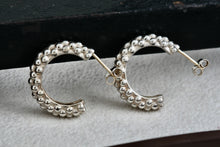 Load image into Gallery viewer, Lagos Caviar Sterling Silver Beaded Small Hoop Stud Earrings With 14K Gold Post
